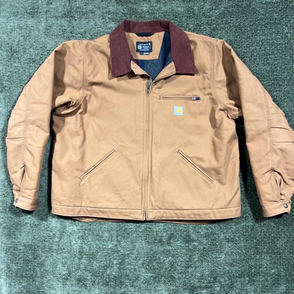 Carhartt Detroit Jacket Mens 2XL Brown Corduroy Collar Blanket Lined OJ3828-M